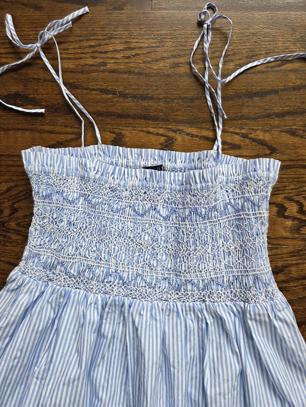 J. Crew Blue and White Striped Smocked Summer Cotton Dress - Picture 2 of 10